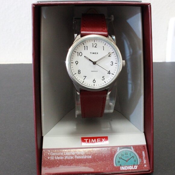 Times Ladies Easy Reader Quartz Watch Burgundy Strap 32mm - Picture 12 of 12